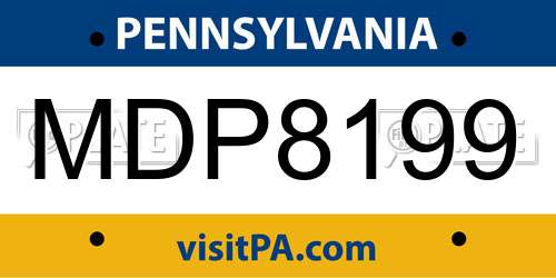 MDP8199 Pennsylvania License Plate