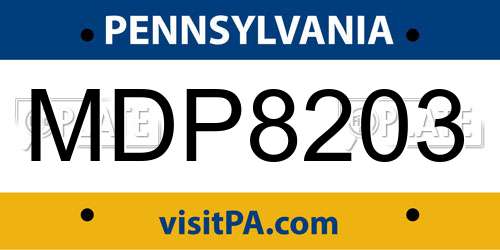 MDP8203 Pennsylvania License Plate