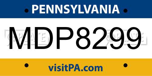 MDP8299 Pennsylvania License Plate