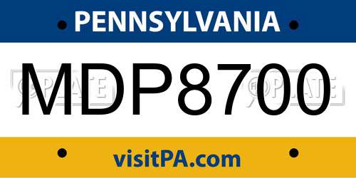 MDP8700 Pennsylvania License Plate