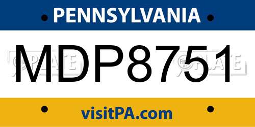 MDP8751 Pennsylvania License Plate