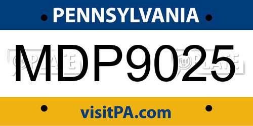 MDP9025 Pennsylvania License Plate