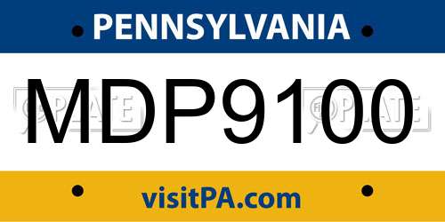 MDP9100 Pennsylvania License Plate