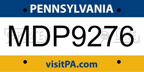 MDP9276 Pennsylvania License Plate
