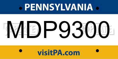 MDP9300 Pennsylvania License Plate