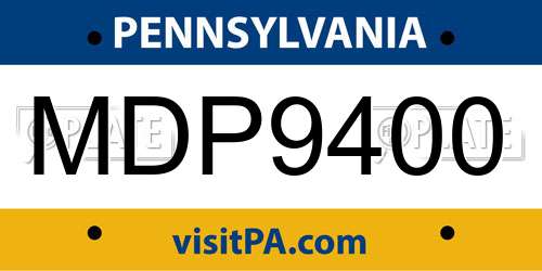 MDP9400 Pennsylvania License Plate