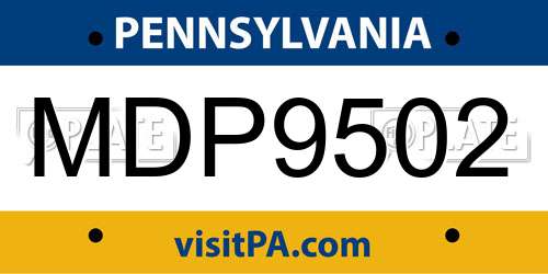MDP9502 Pennsylvania License Plate