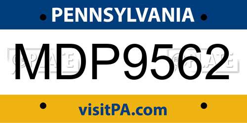 MDP9562 Pennsylvania License Plate