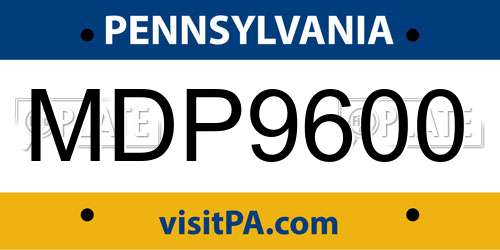 MDP9600 Pennsylvania License Plate