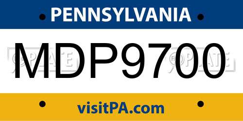 MDP9700 Pennsylvania License Plate