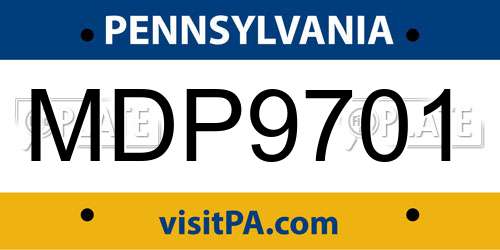 MDP9701 Pennsylvania License Plate
