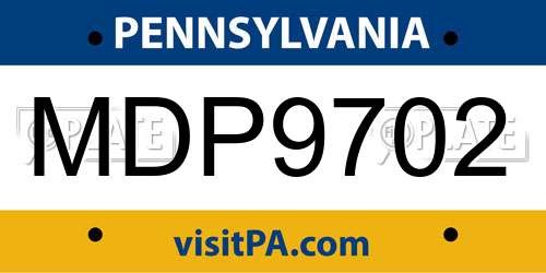 MDP9702 Pennsylvania License Plate