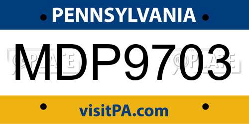 MDP9703 Pennsylvania License Plate