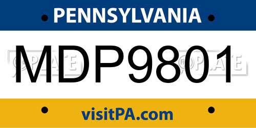 MDP9801 Pennsylvania License Plate