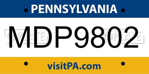 MDP9802 Pennsylvania License Plate