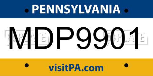 MDP9901 Pennsylvania License Plate