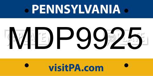 MDP9925 Pennsylvania License Plate
