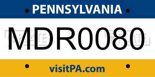 MDR0080 Pennsylvania License Plate