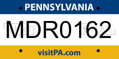 MDR0162 Pennsylvania License Plate