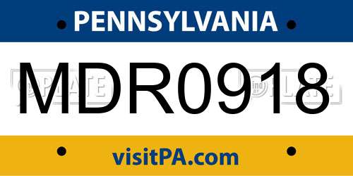 MDR0918 Pennsylvania License Plate