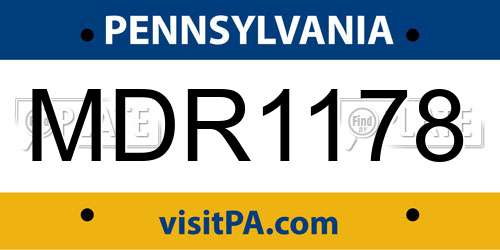 MDR1178 Pennsylvania License Plate