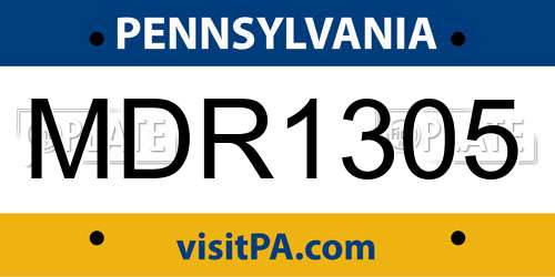 MDR1305 Pennsylvania License Plate