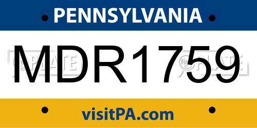 MDR1759 Pennsylvania License Plate