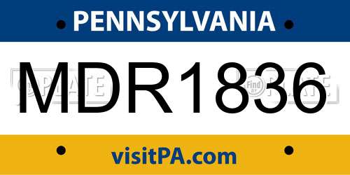 MDR1836 Pennsylvania License Plate
