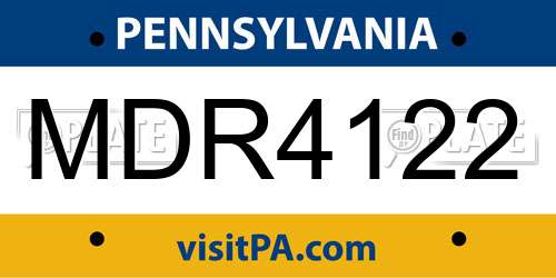 MDR4122 Pennsylvania License Plate