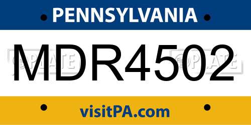 MDR4502 Pennsylvania License Plate