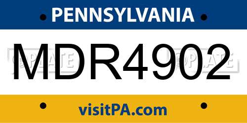 MDR4902 Pennsylvania License Plate