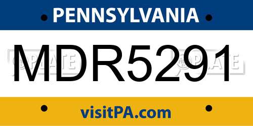 MDR5291 Pennsylvania License Plate