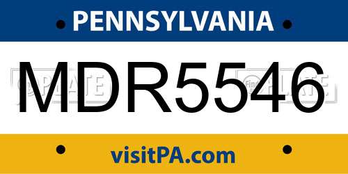 MDR5546 Pennsylvania License Plate
