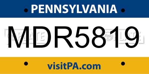 MDR5819 Pennsylvania License Plate
