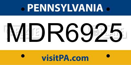 MDR6925 Pennsylvania License Plate
