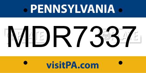 MDR7337 Pennsylvania License Plate