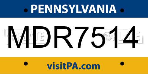 MDR7514 Pennsylvania License Plate