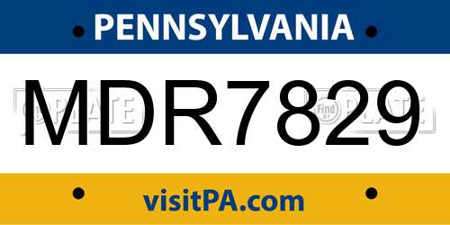 MDR7829 Pennsylvania License Plate