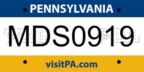 MDS0919 Pennsylvania License Plate