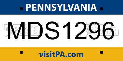 MDS1296 Pennsylvania License Plate