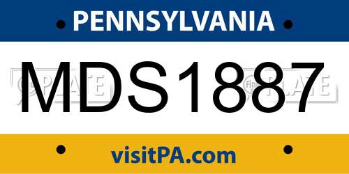 MDS1887 Pennsylvania License Plate