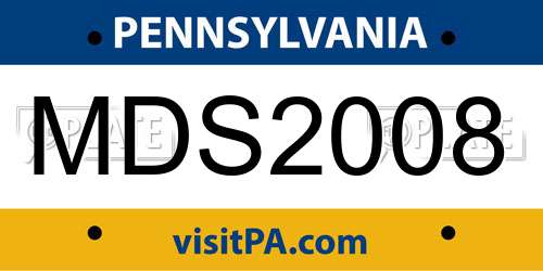 MDS2008 Pennsylvania License Plate