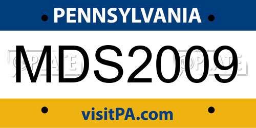 MDS2009 Pennsylvania License Plate