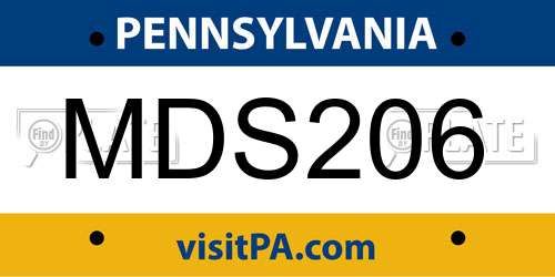 MDS206 Pennsylvania License Plate