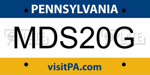 MDS20G Pennsylvania License Plate