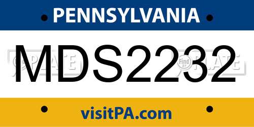 MDS2232 Pennsylvania License Plate