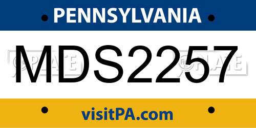 MDS2257 Pennsylvania License Plate