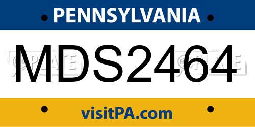 MDS2464 Pennsylvania License Plate