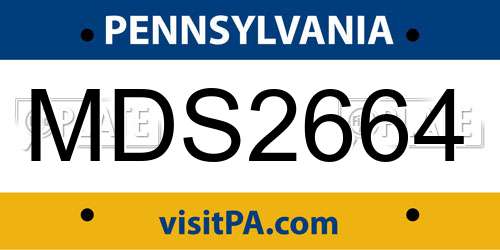 MDS2664 Pennsylvania License Plate
