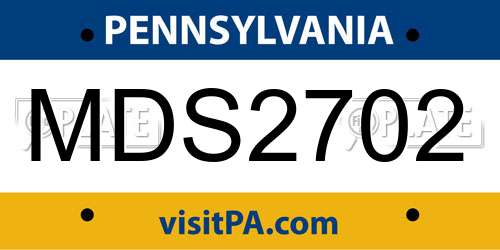 MDS2702 Pennsylvania License Plate